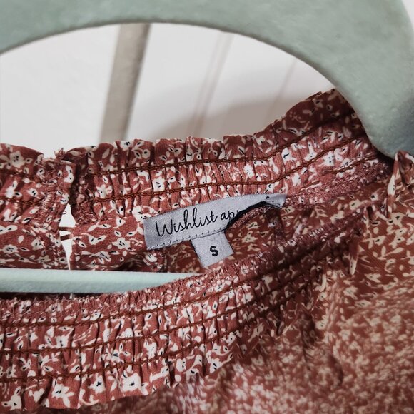 Inherit Babydoll Tiered Top – Size S – Rust Brown with Ditsy Floral – Like New - Picture 3 of 3